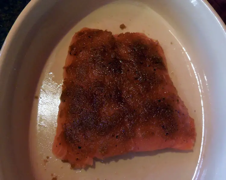 cover salmon fillet with brown sugar mixture