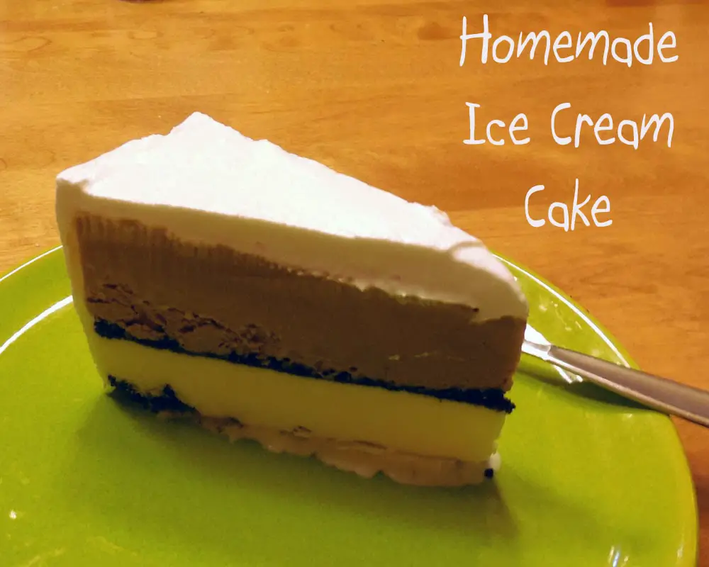 slice of homemade ice cream cake