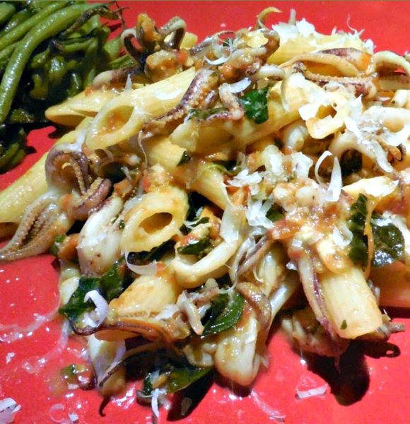 Calamari Recipe: Penne and Calamari with Tomato and Basil