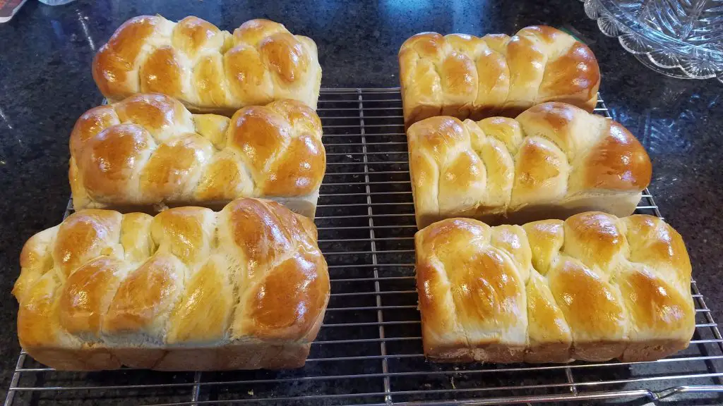 challah cooling on wire rack