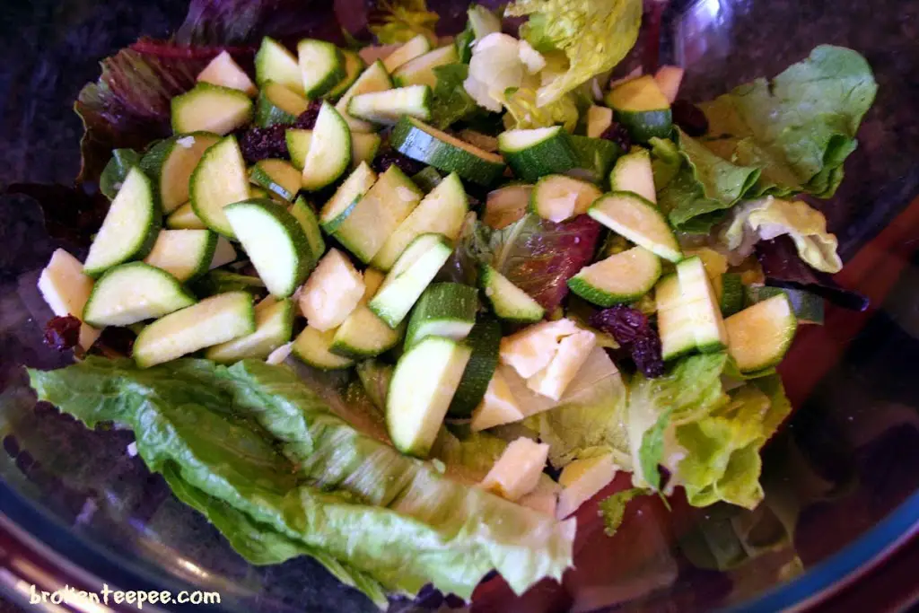 mix salad components for garden chicken salad