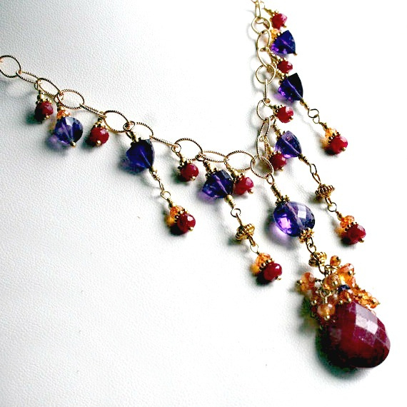 ruby and amethyst necklace