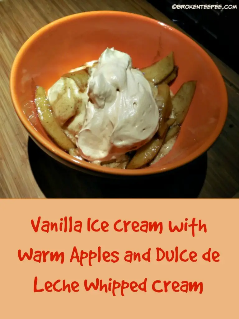 Vanilla Ice Cream with Warm Apples and Dulce de Leche Whipped Cream