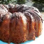 pear recipe, Pear Streusal Bundt Cake with Salted Caramel and Chocolate Drizzle