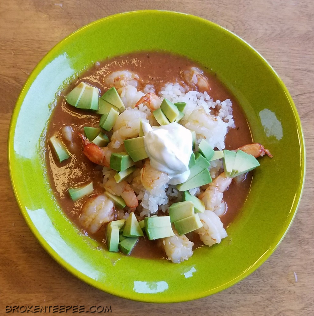 Tomato Soup with Garlic Shrimp on Rice – Leftovers Dinner Recipe