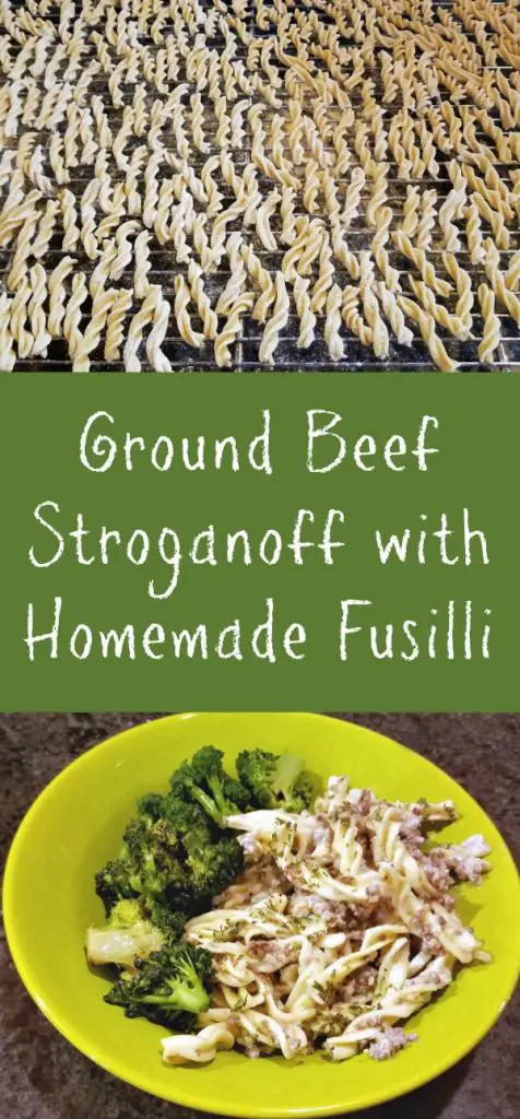 KitchenAid Pasta Press, how to make homemade fusilli, homemade fusilli, Ground Beef Stroganoff with Homemade Fusilli, easy ground beef stroganoff