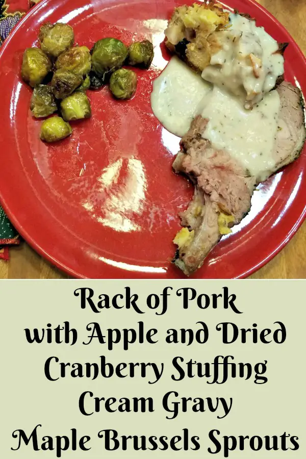 how to cook rack of pork, rack of pork with apple and dried cranberry stuffing, cream gravy