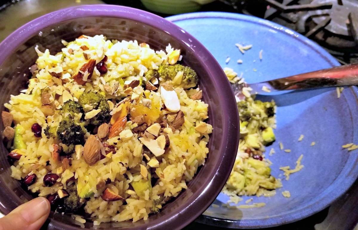 orange rice salad, rice salad recipe, vegetarian rice salad