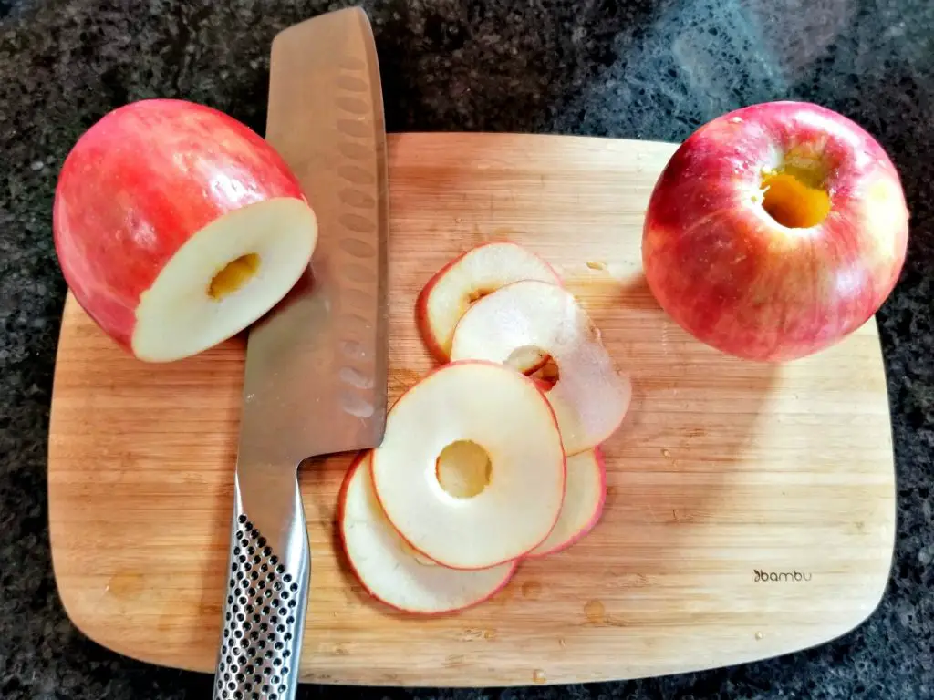 thinly slice apples