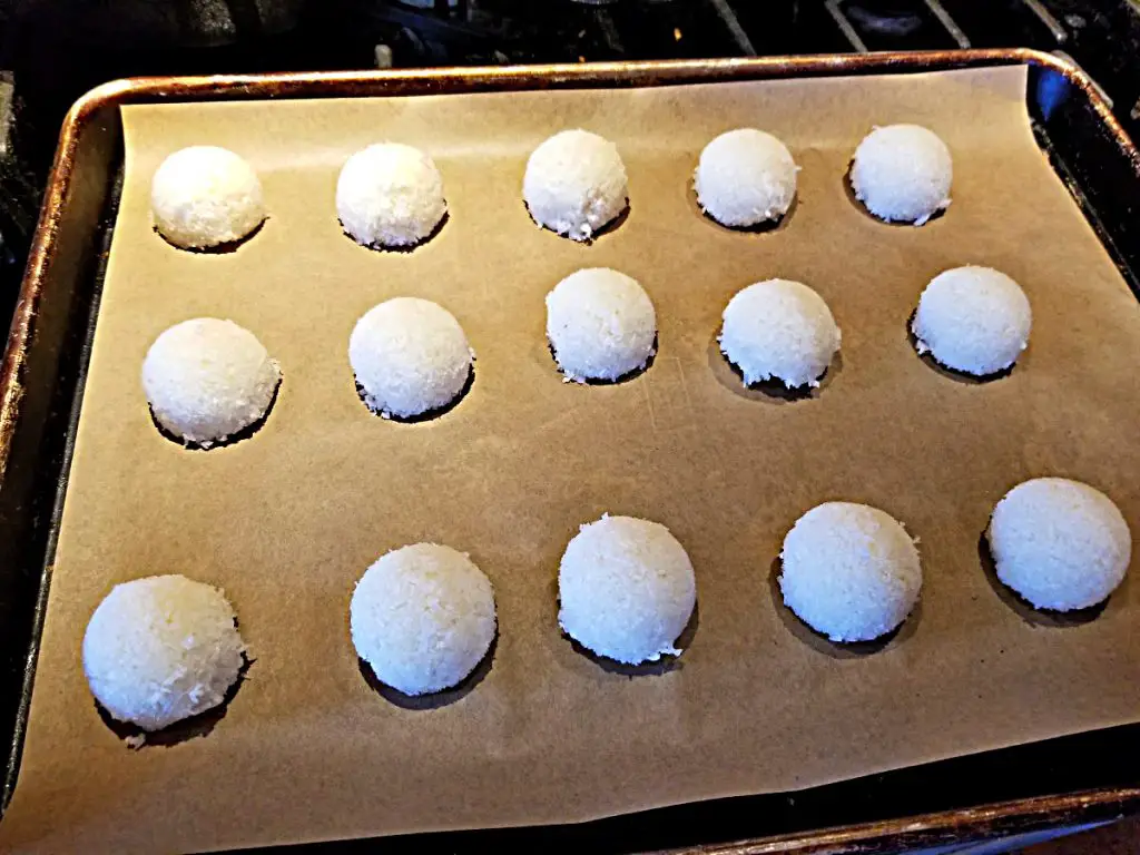 coconut macaroons on baking sheet