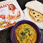 butter chicken and roti with cookbook