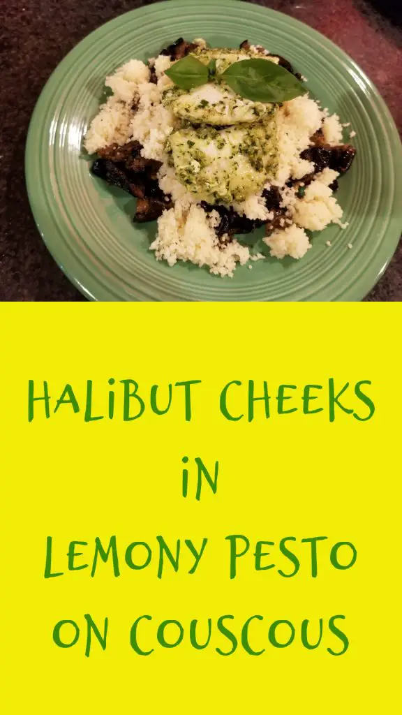 halibut cheeks in lemony pesto