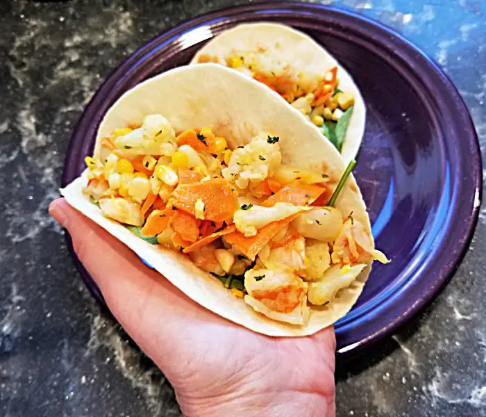 Shrimp and Vegetable Tacos – A What’s in the Refrigerator Dinner