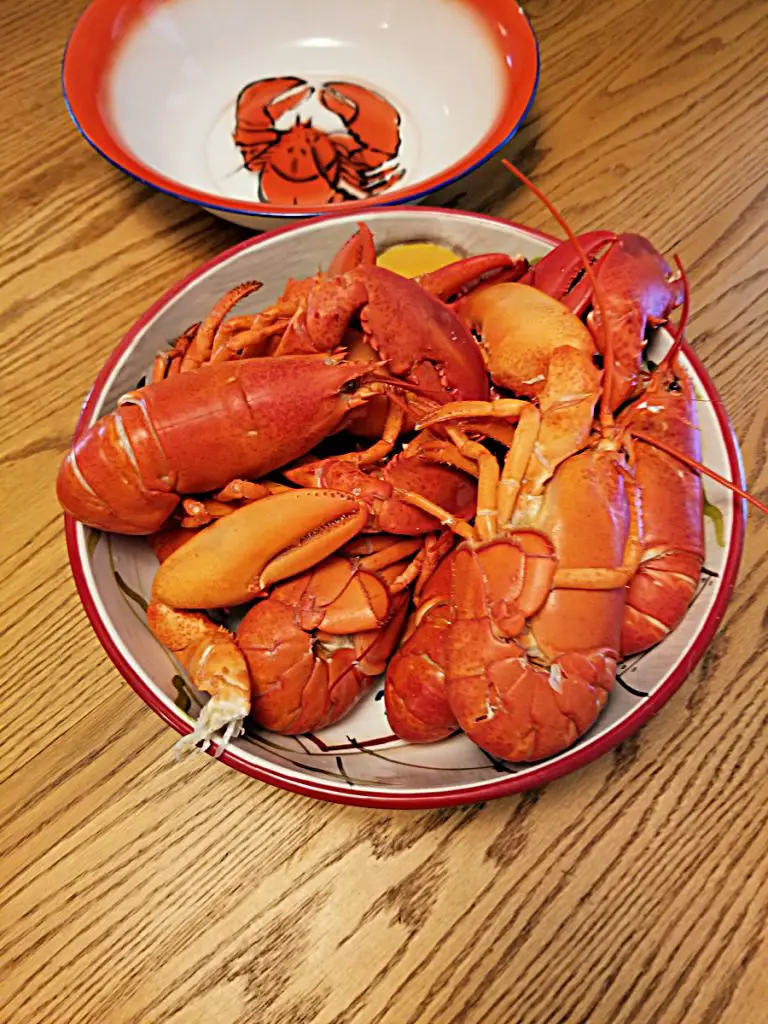 cooked lobsters in a bowl